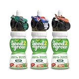 good2grow Apple Juice - 100% Juice Drinks for Kids, Fruit Juice No Sugar Added, 6 Fl Oz Juice Bottles with Spill-Proof Hot Wheelsâ„¢ Monster Trucks Character Tops (3 Pack)