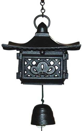 Japanese Nambu Cast Iron Pagoda Furin Wind Chimes with Bell, Made in Japan