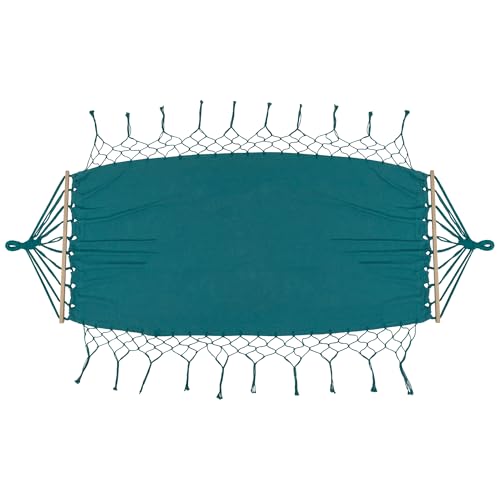 Hammock with Netted Fringe and Wooden Bars - 100