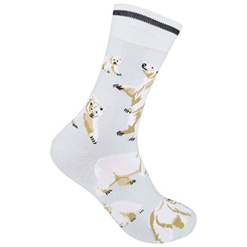 FUNATIC Polar Bear Dress Socks for Men Women | Animal Lover Gift Idea with Wildlife Picture | Best National Park Day Accessory Attire | Zoo Apparel Party Present Supplies | Nature Saying Accessories