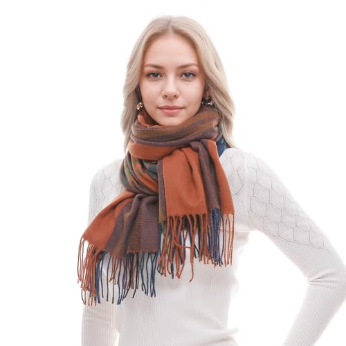 RUI VTRON Scarf for Women Plaid Scarves Winter Warm Oversized Pashmina Tartan Scarves3