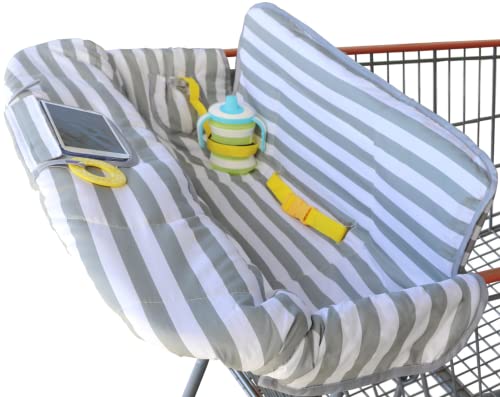 Image of Suessie Shopping Cart Cover and High Chair Cover, Gray and White Stripe