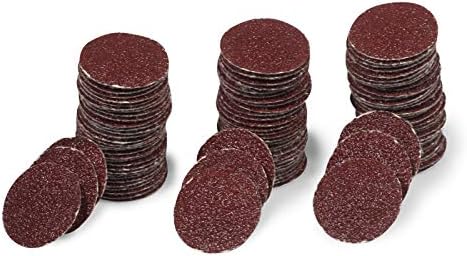 LEONTOOL 100 Pcs Sanding Disc 1 Inch Hook and Loop Round 60 Grit Sandpaper for Random Orbital Woodworking Metal Polishing