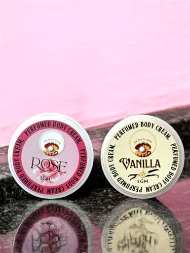 Image of Rose & Vanilla Perfumed Body Cream Combo | Luxury Pocket Perfume Cream for Men & Women | Long Lasting Floral & Sweet Fragrance | Non-Sticky, Travel Friendly, Alcohol-Free Perfumed Gift Pack (5GM x 2)