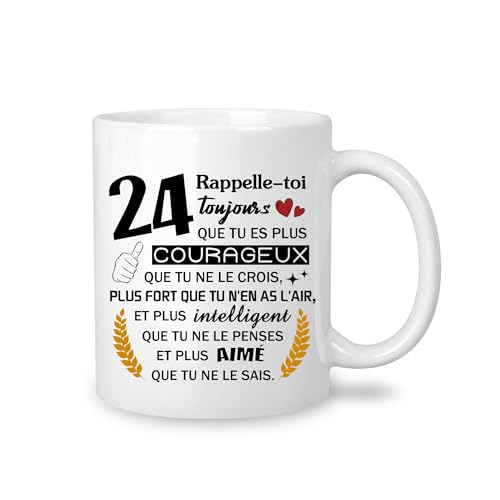 Yufansd Mug Anniversaire 24 Ans Humour Tasse pour Homme/Femme Cadeaux d'anniversaire Souvenir/Cadeau pour 24ème Maman Papa Grands-parents Tante Oncle Nounou Marraine Parrain Anniversaire (24)