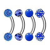 4 anillos curvados de titanio de 16 g, 5/16, 8 mm, 3 mm, ferido, media bola, acrílico, aretes de dados, piercing de joyería, color, Titanio, Sin gemas.