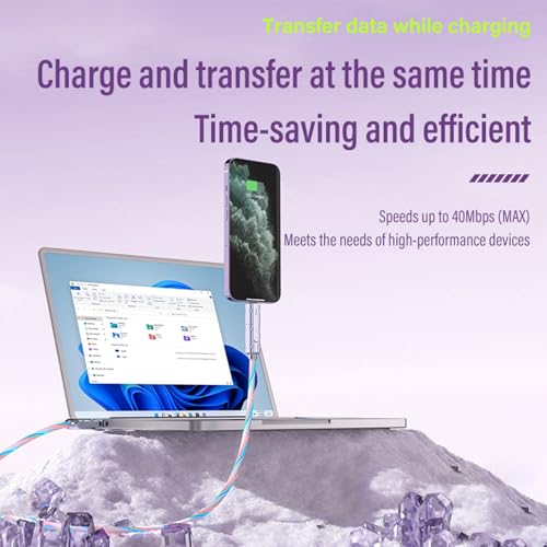 Image of 4IN1 Multi Ports USB Charger Cable USB A /USB Type C to USB Type C PD Fast Charging Cord Light Up LED Current to be a Night Light Compatible with Most of Devices-39 inches Green