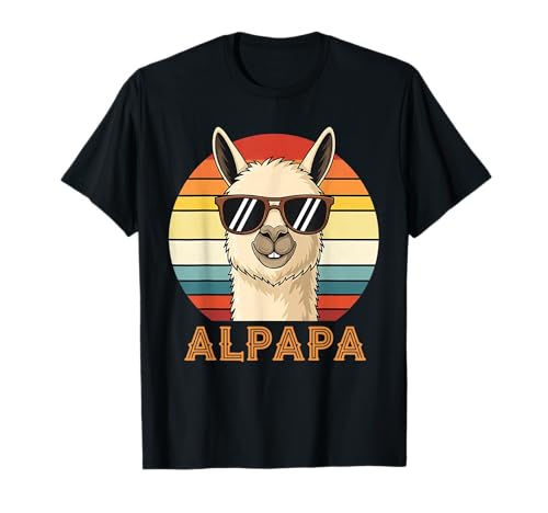 Divertente alpaca papà regali retrò Alpapa design per la festa del papà Maglietta