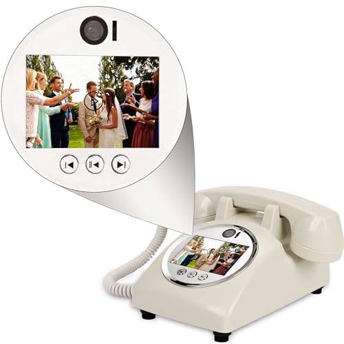 FiayaCom Video Audio Guest Book Wedding Phone,1080P HD Leave a Video Message Phone, Customized Video Messages, Ideal for a Variety of Memorable Party Occasions (White)