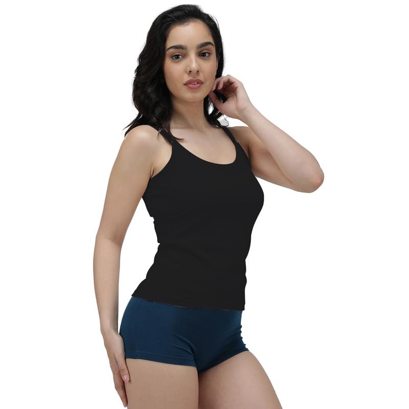 Image of Amul Comfy Cotton Adjustable Slips|Camisole|Pack of 3| Innerwear for Women(Assorted Colours May Vary)