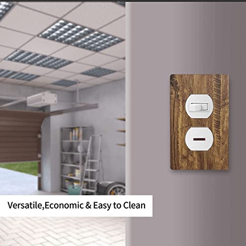 Rustic Wood Texture 1 Gang Outlet Covers Wall Plate Decorative Single Duplex Electrical Switch Plate Faceplate Receptacle For Decor Kitchen Bedroom Bathroom 4.5" X 2.76" #TOP6