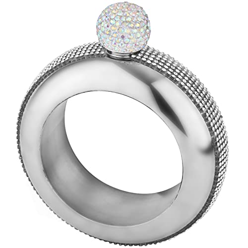 Fiaschetta Braccialetto con Strass per Donna, 103,5ml Bracelet Flask per Liquore, Regalo Creativo Acciaio Inossidabile Glitter Fiaschetta da Donna per Feste con Cappuccio in Strass Colorato
