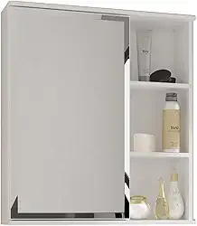 Espelheira para Banheiro 1 Porta e Prateleiras Treviso MGM Móveis Branco