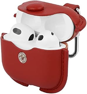 ZZLOVE Compatible with AirPods 3 Case(2021)-Genuine Shock-Resistant Leather Airpod 3 Case Cover with Keychain, Compatible with Personalised Apple Airpod 3rd Generation case(Red)