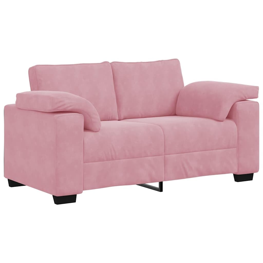 Juego de sofá de 2 piezas de terciopelo rosa - Elegante sofá de 2 plazas y 3 plazas para salón y oficina, incluye 4 cojines decorativos y estructura de metal resistente