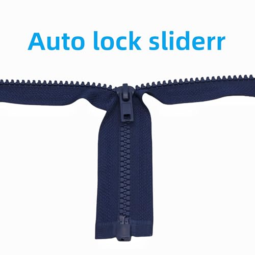 Image of MebuZip 2PCS #5 21 Inch Separating Jacket Zippers Resin Zipper Molded Plastic Zippers Bulk for Sewing Coat Jackets Clothes (Navy Blue)