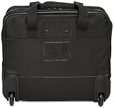 Amazon Basics - Wózek na laptopa z szybko poruszającymi się kółkami i łatwo dostępną kieszenią przednią – nadaje się do laptopów do 15.6 cali ( 39.6 cm ), czarny