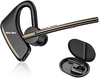 New bee Bluetooth Headset Handsfree Bluetooth Earpiece V5.2 Single Ear Light Weight Earpiece with 24h talking time for iPhone, Android and Laptop