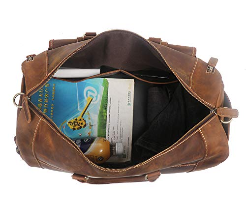 Full Grain Leather Travel Duffel Bag, Leather Weekend Bag with Shoe Compartment, Mens Classic Gift Carry on Bag (Carry-On 22-Inch)4