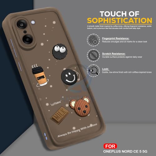 Image of AESTMO Back Case Cover for OnePlus Nord CE 5 5G Cover | Cute Fun Cartoon 3D Ball | Coffee Silicone Case | Full Body Protection | Camera Protection Back Cover for OnePlus Nord CE 5 5G (Brown)