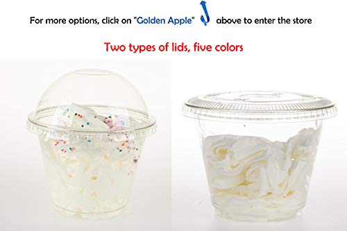 Golden Apple, 9oz-30sets Clear Plastic Cups with Clear Flat no Hole lids…