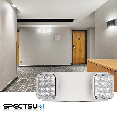 Image of SPECTSUN 4 Packs Led Emergency Lights for Business, with Battery Backup,Hard Wired, UL 924 Certified,AC 120 /277V,Two Head Adjustable LED Emergency Lighting.