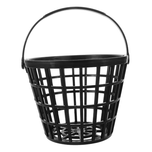 Panier de balles de golf noir grande capacite avec poignee pour entrainement exterieur