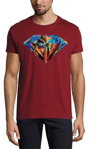 T-shirt bordeaux homme coton col rond abstrait fini les hauts sans style