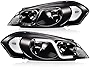 CNNELL Headlights Assembly Compatible with 2006 2007 2008 2009 2010 2011 2012 2013 Chevy Impala, Compatible with 2014 2015 2016 Chevy Impala Limited 2pc(B Smoky lens Black Housing Clear Reflector)
