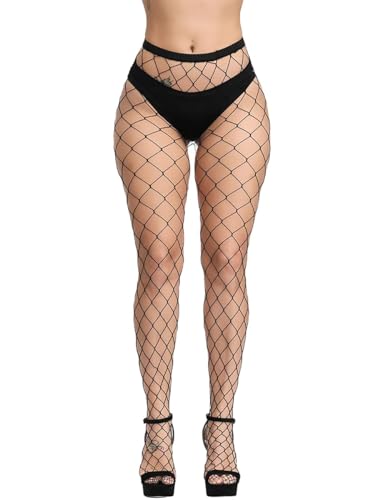 Image of Fishnet Stockings For Women High Waisted Fishnet Tights Sexy Wide Mesh Fishnet Stockings