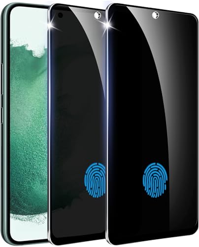 Amleute 2+1 Pack Designed for Samsung Galaxy S22 Privacy Screen ProtectorSupport Fingerprint Unlock 9H Tempered Glass AntiSpy Film Compatible with Samsung S22 5G