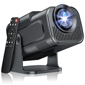 2024 Mini Projector, Portable Projector 4K 1080P, WiFi 6 and BT 5.0 Support, Auto Keystone & Short Throw Projector, 180° Adjustable Bracket and 150″ Screen with USB/HDMI/JACK Port