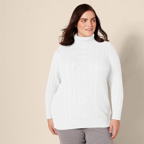 Image of Amazon Essentials Women's Long Sleeve Fisherman Cable Knit Turtleneck Sweater (Available in Plus Size)