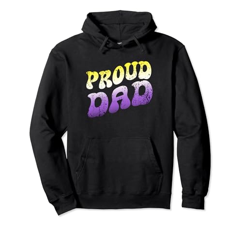 Nonbinary Fathers Day Proud Dad Enby NB Pride Flag Retro Sudadera con Capucha