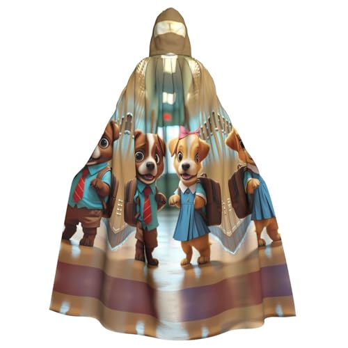 WZYCWB Dos adorables cachorros con capucha estampada, capa de Halloween, fiesta rave y reunión familiar