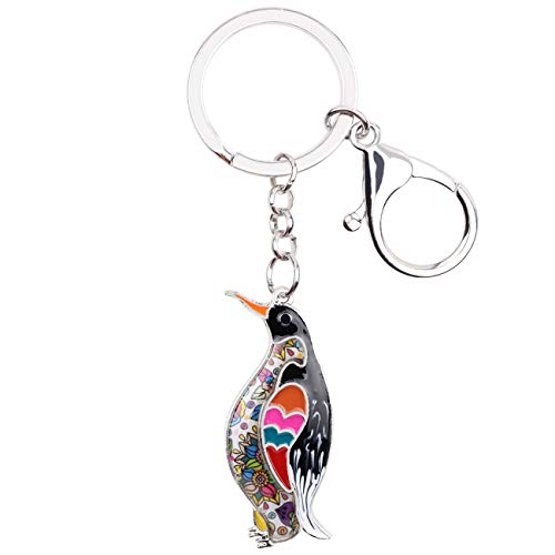 WEVENI Enamel Alloy Cute Penguin Keychain Charms Ocean Jewelry For Women Girls Bag Car Wallet