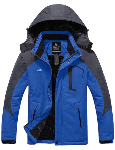 Wantdo Men's Waterproof Mountain Jacket Fleece Windproof Ski Jacket US 2XL Sky Blue 2XL