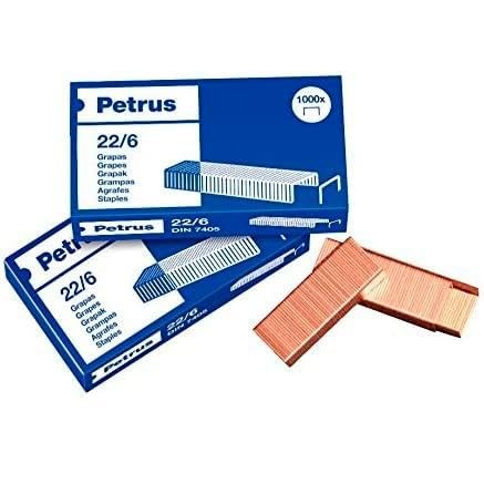 Petrus 55721 - Grapas cobreadas, 22/6, 25 unidades