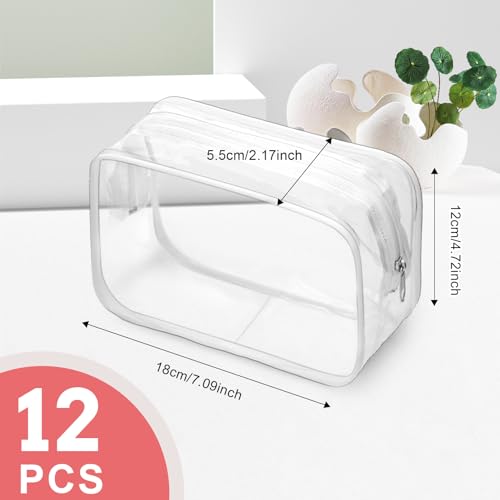 12 Pack PVC Toiletry Bags, TSA Approved, Zippered Clear Pouches for Traveling Women & Men, Quart Size2