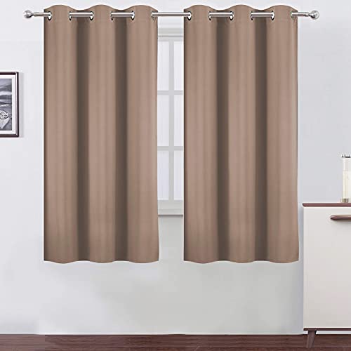 Image of LEMOMO Cappuccino Blackout Curtains 38 x 54 Inch Length /Set of 2 Curtain Panels /Thermal Insulated Room Darkening Blackout Curtains for Bedroom
