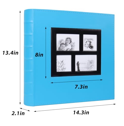 RECUTMS 600 Photos Photo Album 4x6, Large Capacity for Family Wedding Anniversary Baby Vacation Holds 600 Horizontal and Vertical Photos (Sky Blue)