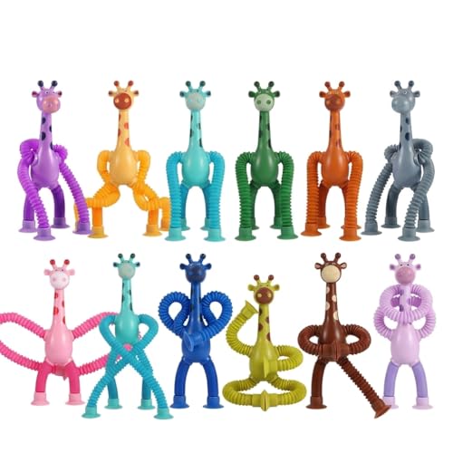 Image of Toy Imagine Pack of 12 Telescopic Suction Toys Giraffe for Kids Birthday Return Gift Set Bulk Gifting Party Favor Toys for Kids Boys Girls