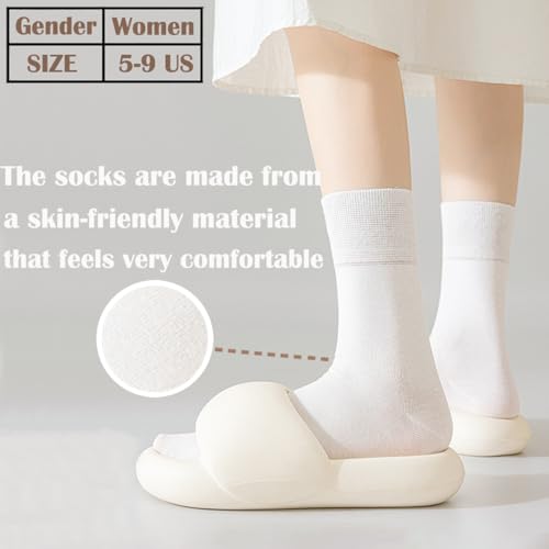 Image of Womens Crew Socks Comfortable Stylish Cotton Soft 5 Pairs Lightweight Thin Casual 5-9 US