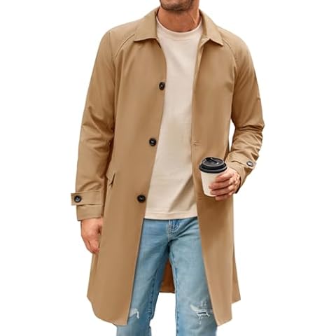 Runcati Men's Slim Fit Trench Coat Cover