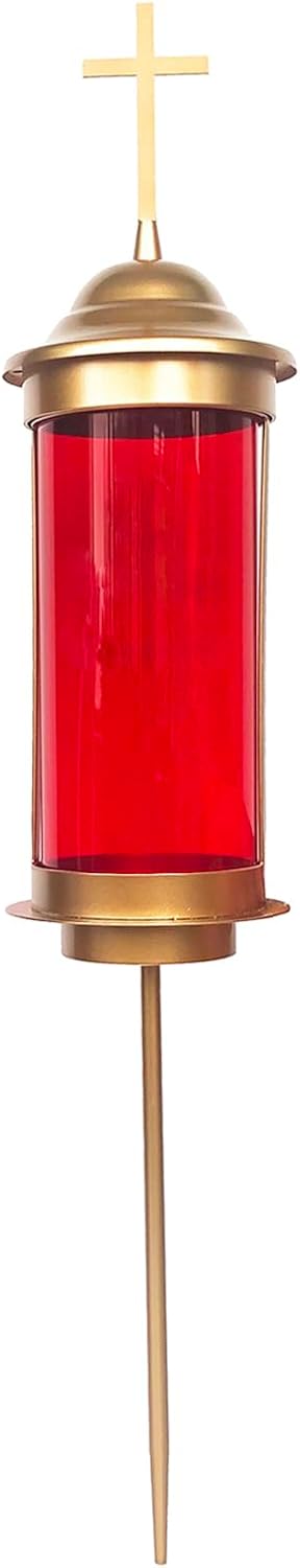 in Loving Memory Metal Crosses for Grave Cemetery Decorations for Grave Cemetery Lights Memorial Lantern Candle Holder with 11.8 Inches Garden Stakes