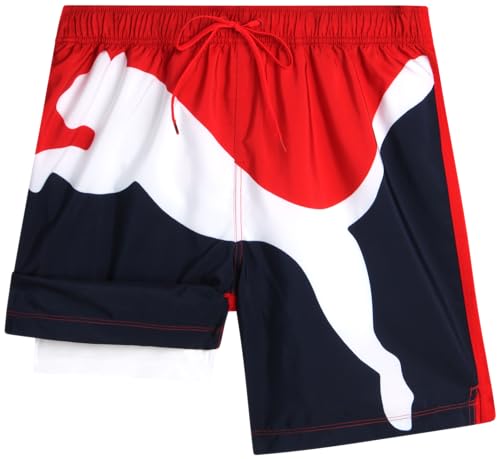 PUMA Men's Bathing Suit - Quick Dry Swimsuit Trunks with Mesh Compression Liner - 8