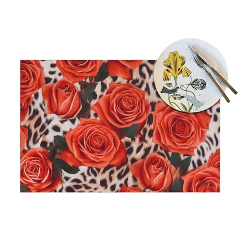 Set de table en PVC antidérapant durable lavable imprimé rose - 6