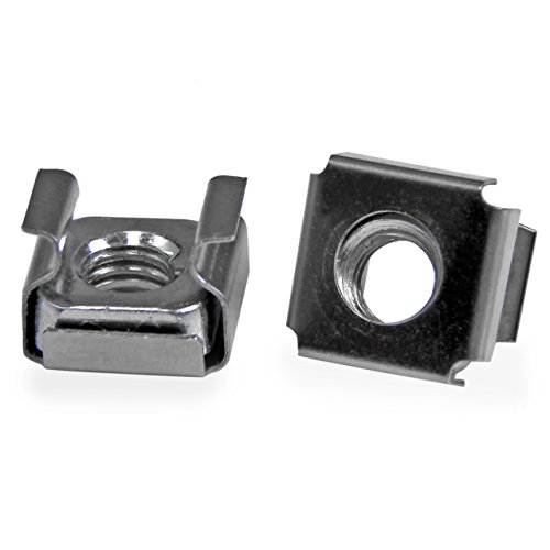 Image of StarTech 100-Pack M6 Cage Nuts and Installation Tool for 19 inch or 10 inch Server Racks, Cabinets and Enclosures, Silver - TAA