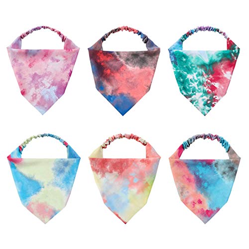 Oneye Hair Scarf Headbands Tie Dye Hair Bandanas Elastic Head Kerchief Chiffon Triangle Hair Scarves For Women Girls Hair Accessories Pack Of 6 #TOP5