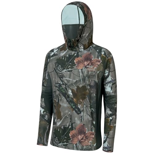 BASSDASH UPF 50+ Men’s Hunting Shirts with Mask Long Sleeve Camo Fishing Hoodie